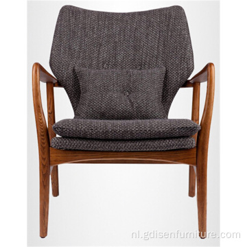 Vaste houten lounge stoel stof